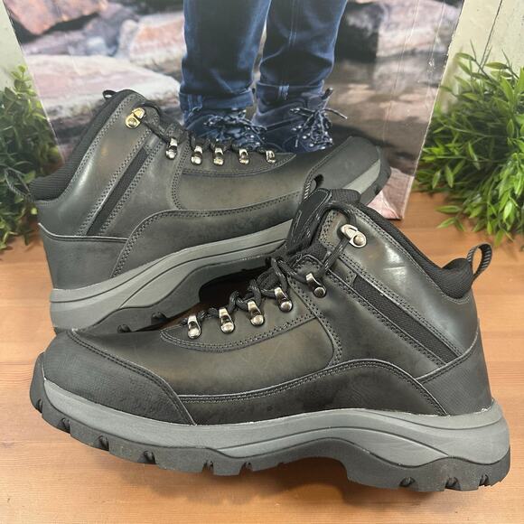 Khombu Men's Summit Black Leather Hiking Boots Size 12 - Picture 5 of 10